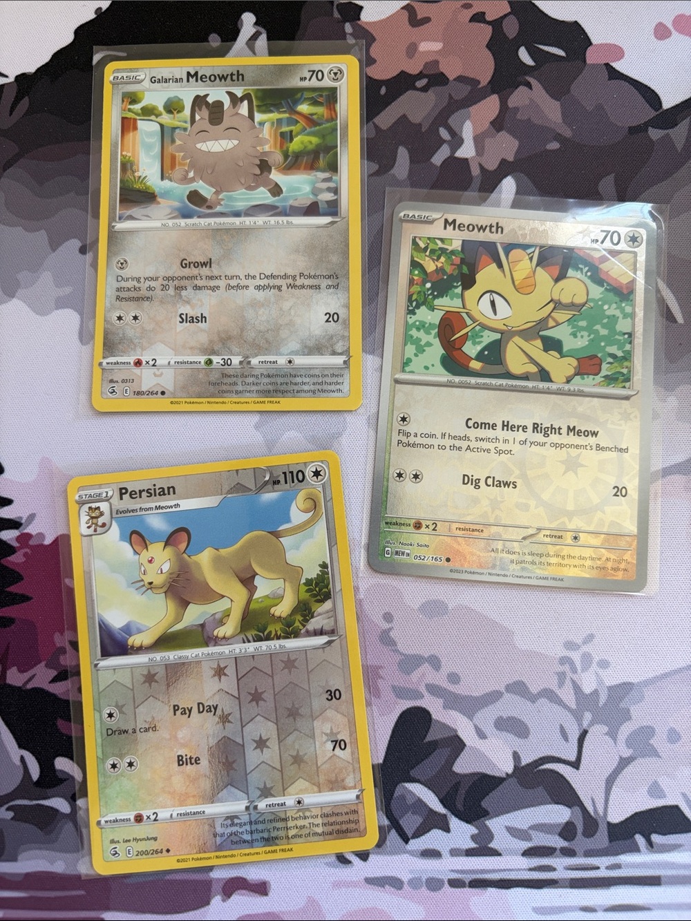 🐱 Meowth, Galarian Meowth & Persian Pokémon Card Lot | 3 Reverse Holo ✨5/$25✨